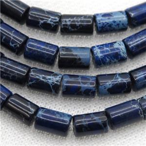 royal blue Imperial Jasper tube beads, approx 6x8mm [GB12281]