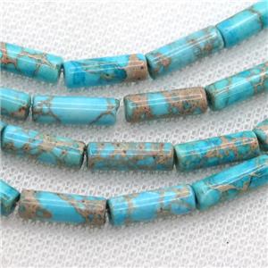 aqua Imperial Jasper tube beads, approx 4x13mm [GB12282]