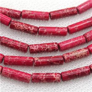 red Imperial Jasper tube beads, approx 4x13mm [GB12283]