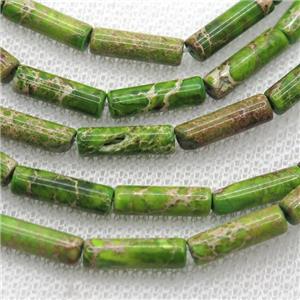 olive Imperial Jasper tube beads, approx 4x13mm [GB12284]