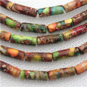 Imperial Jasper tube beads, multicolor, approx 4x13mm [GB12286]