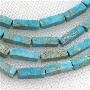 aqua Imperial Jasper cuboid beads, approx 4x13mm [GB12302]