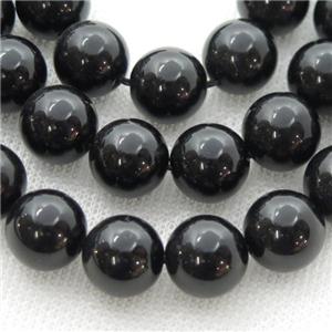 round black Tourmaline Beads, approx 8mm dia [GB12305-8MM]