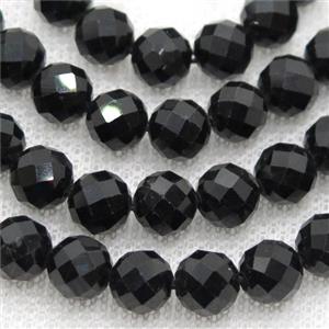 black Tourmaline Beads, faceted round, approx 8mm dia [GB12306-8MM]