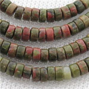 Unakite heishi beads, approx 4mm [GB12309]