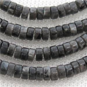 black larvikite Labradorite heishi beads, approx 4mm [GB12311]