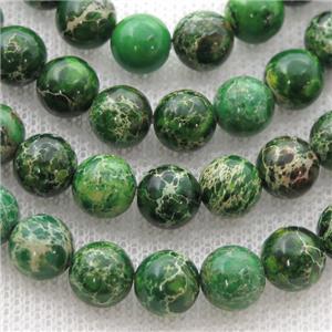 green Imperial Jasper beads, round, approx 4mm dia [GB12328-4MM]