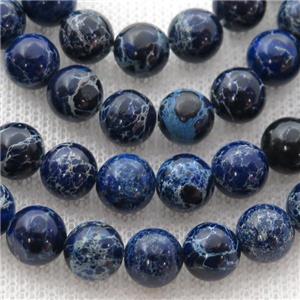 royal blue Imperial Jasper beads, round, approx 4mm dia [GB12331-4MM]