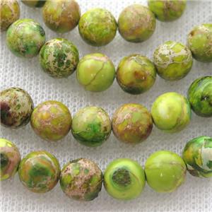 olive Imperial Jasper beads, round, approx 4mm dia [GB12332-4MM]