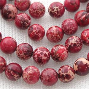 red Imperial Jasper beads, round, approx 12mm dia [GB12333-12MM]
