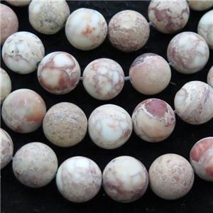 white Imperial Jasper beads, round, matte, approx 12mm dia [GB12336-12MM]