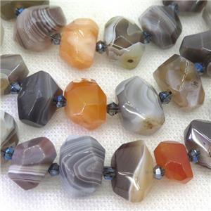 Botswana Agate nugget beads, faceted freeform, approx 12-18mm [GB12352]