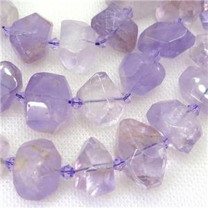 lt.purple Amethyst nugget beads, faceted freeform, approx 12-18mm [GB12353]