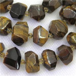 Tiger eye stone nugget beads, faceted freeform, approx 12-18mm [GB12357]