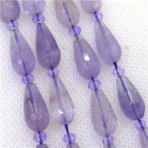 lt.purple Amethyst beads, faceted teardrop, approx 8-15mm [GB12367]