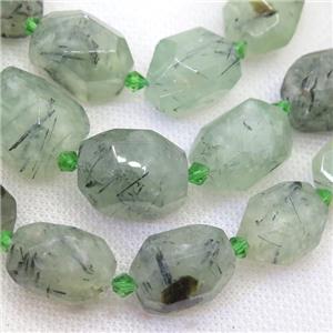 green Prehnite nugget beads, faceted freeform, approx 12-18mm [GB12384]