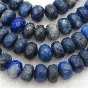 blue Lapis beads, faceted rondelle, approx 14mm dia [GB12396-14MM]