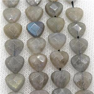 Labradorite beads, faceted heart, approx 10mm [GB12402]