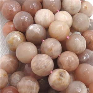 peach moonstone beads, faceted round, B-grade, approx 6mm dia [GB12417-6MM]