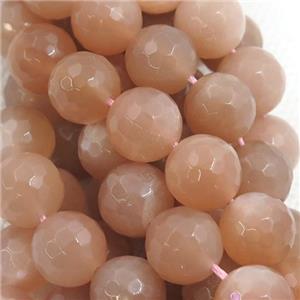peach MoonStone Beads, faceted round, A-grade, approx 4mm dia [GB12419-4MM]