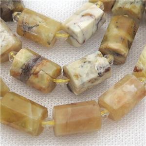yellow Opal beads, faceted tube, approx 12-18mm [GB12526]