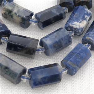 blue Sodalite beads, faceted cylinder, approx 12-18mm [GB12527]