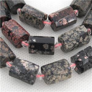 red Snowflake Jasper beads, faceted column, approx 12-18mm [GB12539]