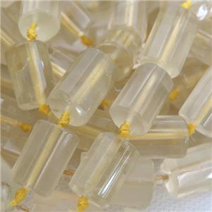 Lemon Quartz beads, faceted tube, approx 12-18mm [GB12549]