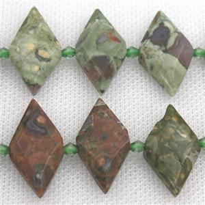 green Opal Jasper rhombic beads, approx 13-28mm [GB12589]