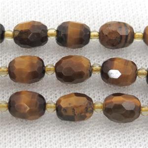 Tiger eye stone beads, faceted barrel, approx 10-12mm [GB12613-L]