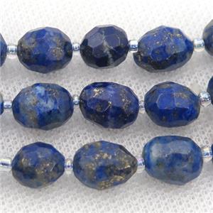 blue Lapis beads, faceted barrel, approx 8-12mm [GB12615]