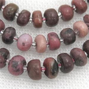 Rhodonite rondelle beads, approx 4-8mm [GB12711]