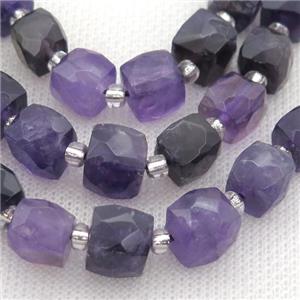 purple Amethyst Beads, faceted cube, approx 10mm [GB12729-10MM]