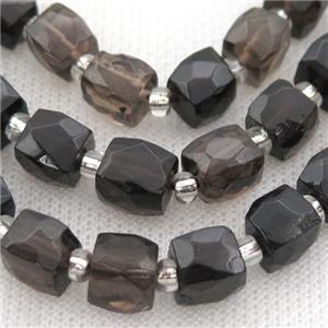 Smoky Quartz Beads, faceted cube, approx 8mm [GB12730-8MM]
