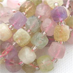 mix Gemstone Beads, faceted cube, approx 10mm [GB12732-10MM]