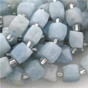 blue Aquamarine Beads, faceted cube, approx 8mm [GB12736-8MM]