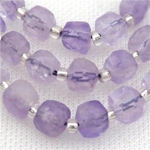 lt.purple Amethyst Beads, faceted cube, approx 10mm [GB12740-10MM]