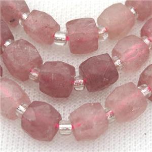 Strawberry Quartz Beads, faceted cube, approx 10mm [GB12745-10MM]