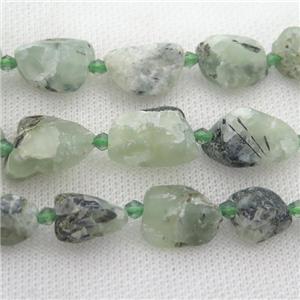 green Prehnite nugget Beads, freeform, matte, approx 10-18mm [GB12761]