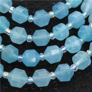 Aquamarine bullet beads, blue treated, approx 9-10mm [GB12782-10MM]