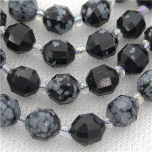 black Snowflake bullet beads, approx 7-8mm [GB12794-8MM]
