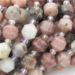 pink plum blossom Jasper bullet beads, approx 9-10mm [GB12796-10MM]