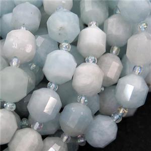 blue Aquamarine bullet beads, approx 9-10mm [GB12800-10MM]