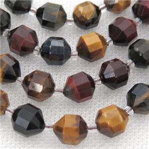 Tiger eye stone bullet beads, multicolor, approx 9-10mm [GB12803-10MM]