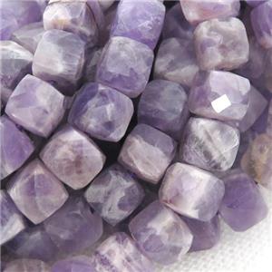 dogteeth Amethyst Beads, faceted cube, approx 7mm [GB12830]