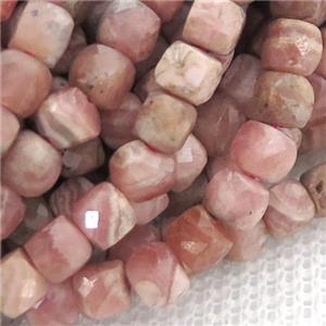 pink Rhodochrosite Beads, faceted cube, approx 4mm [GB12849]