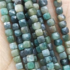 Chinese Chrysocolla Beads, faceted cube, approx 4mm [GB12851]