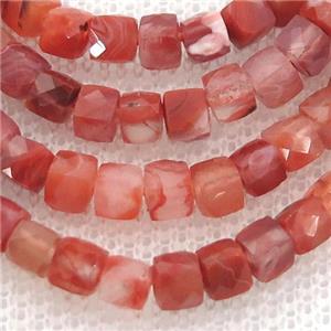red Carnelian Agate Beads, faceted cube, approx 4mm [GB12853]