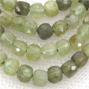 green Garnet Beads, faceted cube, approx 4mm [GB12861]