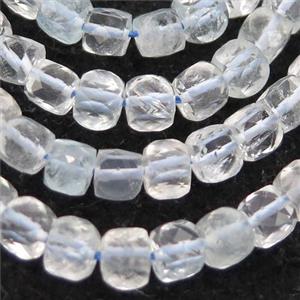 white Topaz Beads, faceted cube, approx 4mm [GB12865]